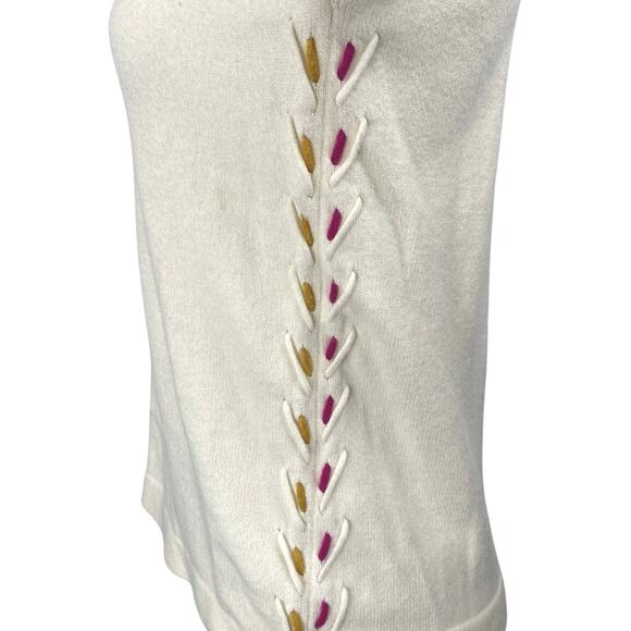 Charlie B Women's Cream White Knit Lace Up Long Sleeve V-Neck Sweater Top XS - Picture 4 of 6